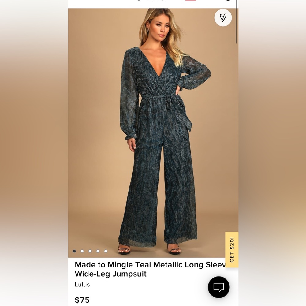 Lulus teal metallic jumpsuit